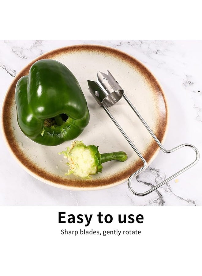 Red Bell Pepper Seed Corer, Upgraded T Shaped Vegetable and Fruit Corer Stainless Steel Tomato Apple Seed Remover Tool Practical Kitchen Gadget for Removing Fruit & Vegetable Cores - Image 4